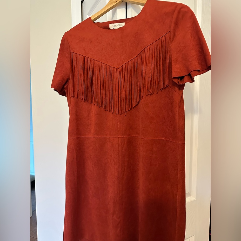 Forever 21 faux suede, fringe dress.